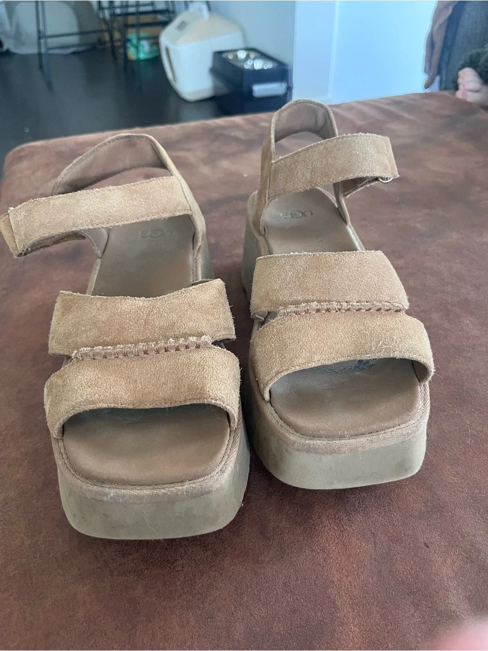 UGG Women's Suede Platform Sandal in Tan